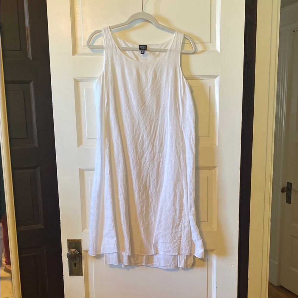 Eileen Fisher White Sleeveless Linen Dress
